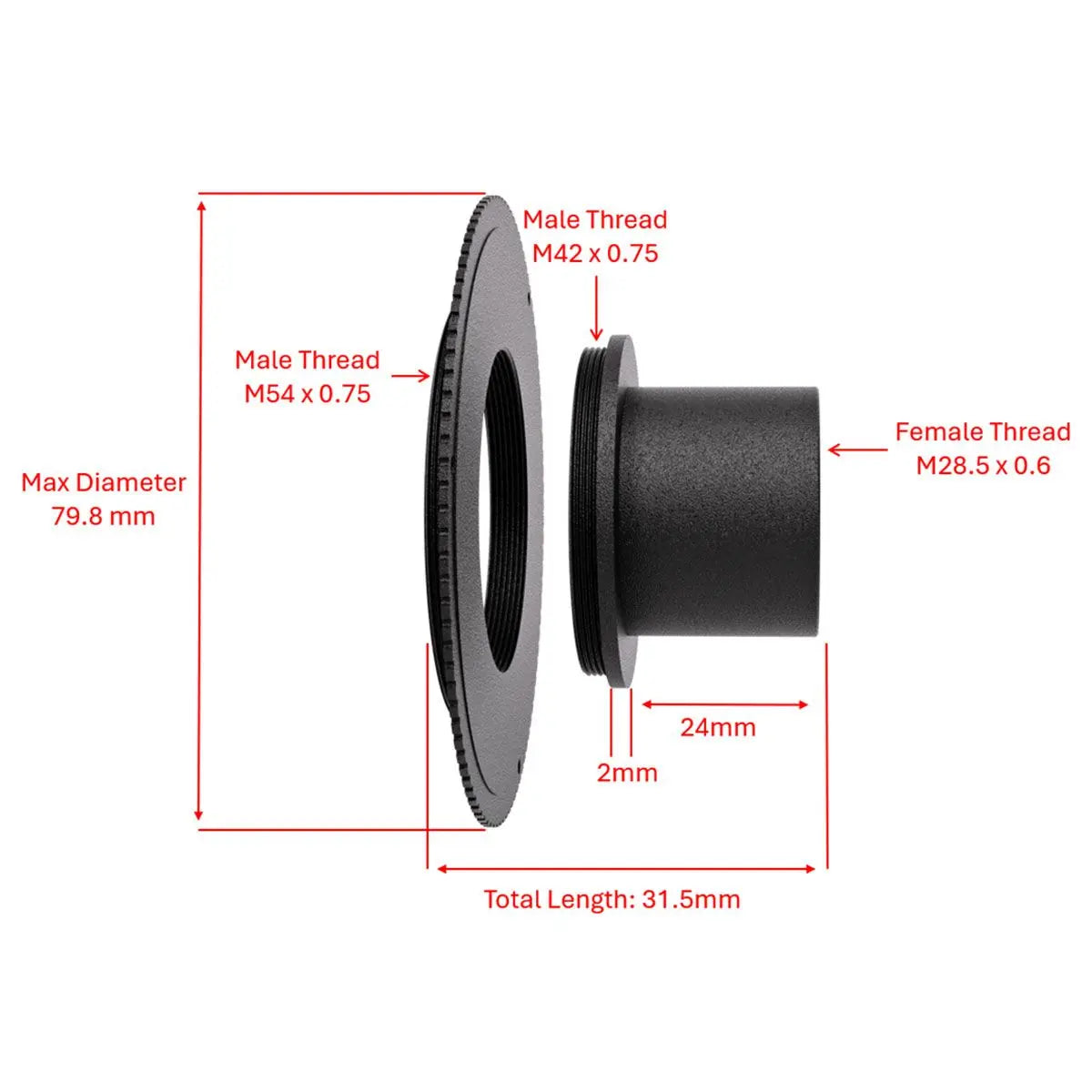 M42M to 1.25 Nosepiece & M54M to M42F Adapter